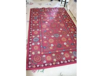 Wool Rug With Floral Design From Pottery Barn Approximately 5 Feet X 8 Feet
