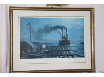 Limited Edition Moonlight Encounter On The Mississippi Print Signed  By John Stobart