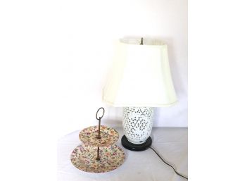 Floral Candy Dish And Lamp