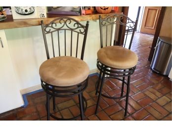 Set Of 2 Coffee Colored Swivel Counter Stools