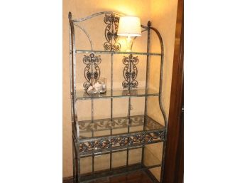 Ron Bakers Rack With Grapevine Design And Glass Shelves