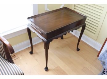 Antique 1938 Signed Kittinger Walnut End Table With Pull Out Extension