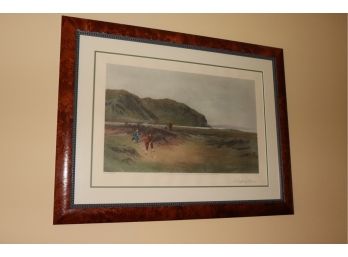Douglas Adams Lithograph ' A Difficult Bunker ' In Decorative Frame