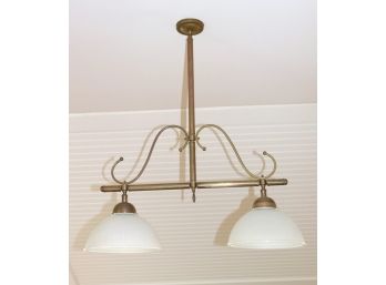 Brass Dual Light Pool Table Light Fixture With Frosted Globes