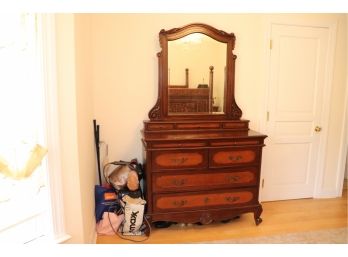 Vintage Lexington Wood Dresser With Several Drawers And Mirror