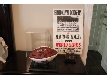 NY Giants Facsimile Football 70 Seasons Of Pro Football With Canadians Collectible And Copy Poster
