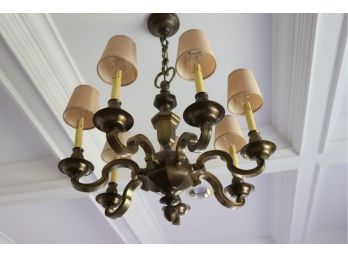 Vintage Brass Chandelier With 6 Candlestick Arms