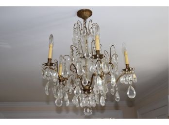 French Style Brass And Crystal Chandelier With 5 Arms