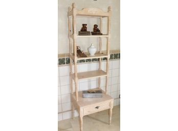 Tall Wood Shelf From Lexington Furniture With Decorative Items, Loose Leg