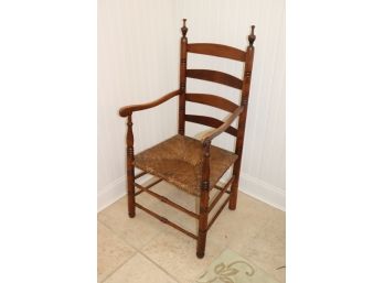 Antique Wood Doweled Rush Chair Approximately 150 Years Old