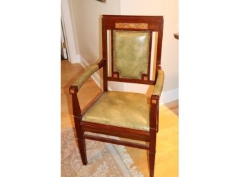 Beautiful Carved Floral Detail Empire Chair With Studding Along Edges