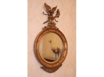 Antique Federal Style 13 Colonies American Eagle With Torch Gold Leaf Mirror