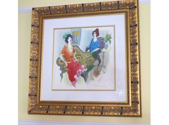 Signed Tarkay WaterColor In Beautiful Gold Frame 31' L X 29' W