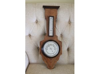Vintage Wood Inlay Barometer Made In England