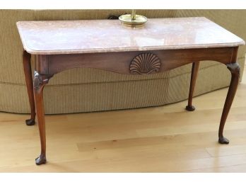 Vintage Kittinger French Provincial End Table With Beautiful Marble Top  And Beveled Edge
