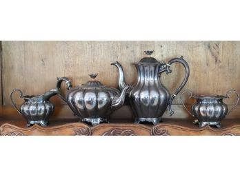 Silverplate Tea Kettles With Sugar And Creamer Made In England