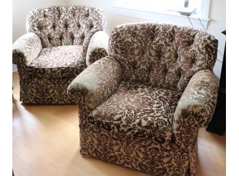 Pair Of Custom Tufted Arm Chairs
