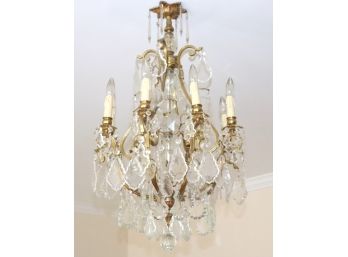 Stunning Antique Bronze And Crystal Chandelier With 8 Arms