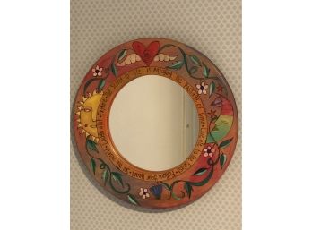 Handmade Painted Floral Moon And Sun Mirror ' The Secret To Life '