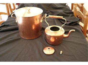 Hammered Copper Plated Sauce Pot With Lid And Kettle