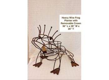 Large Heavy Iron Wire Frog Planter With Removable Crown By Jan Barboglio Iron Collection