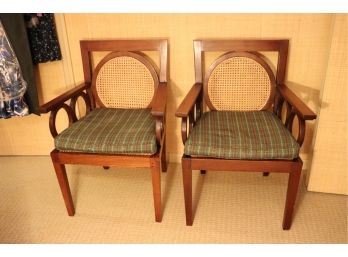 Pair Of Mahogany Chairs With Cane And Pegging Woodwork