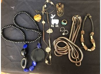 Women's Jewelry Lot Includes Silver Rings And Assorted Necklaces