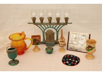 Lot Of Assorted Judaica Items Including Sterling Plated Prayer Box