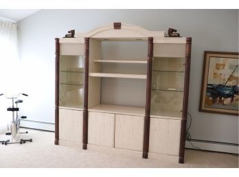 Large Entertainment Unit With Fluted Columns, Glass Cabinets And Lights
