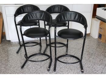Set Of 4 Metal Counter Stools By Amisco With Removable Back Padding