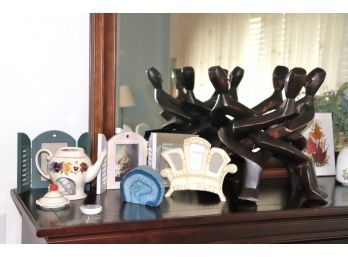 Decorative Items Including Blue Agate Bookends And Lenox Scented Tart Warmer