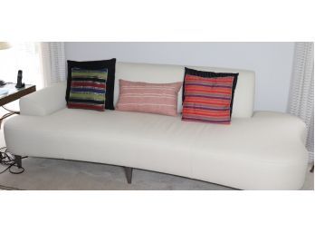 Crate & Barrel Contemporary Sofa With Curves And Decorative Pillows