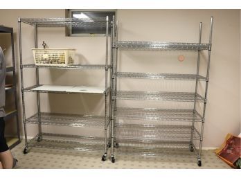 2 Metal Storage Shelf On Wheels, Items Not Included