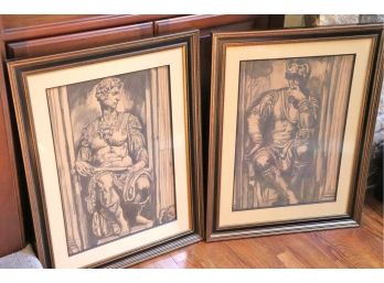 Pair Of Roman Soldier Drawings Signed By Artist Morrongiello 68'