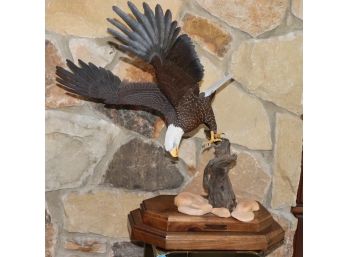 Stunning Carved Wood Eagle By Larry Damgaard On Branch Mount Wood Base