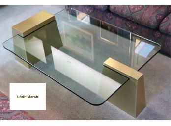 Stunning Lorin Marsh Contemporary Brass And Glass Coffee Cocktail Table 1980's