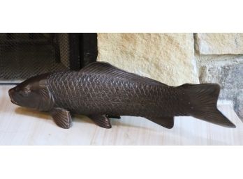 L.M Morise Signed Carp Fish Bronze 18' Long