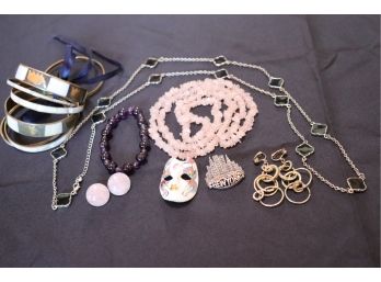 Mixed Lot Of Women's Costume Jewelry Includes Necklaces, Bracelets And Pins