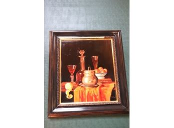 Signed Oil Still Life By S. LEE,  Frame Has Damage To Trim Along Edge