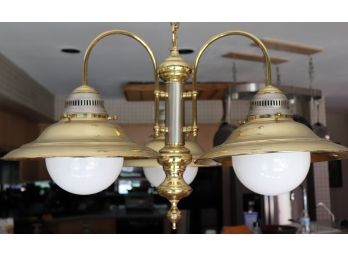 3 Light Chandelier With Brass Finish