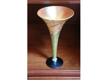 Beautiful Lundberg Studio Glass Art Vase 2000 Signed On Bottom
