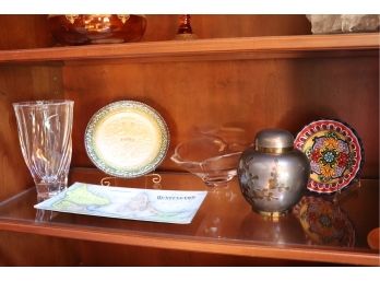 Decorative Items Including Orrefors Vase With Steuben Bowl And Asian Urn