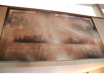 Large Signed Richard Vaux Painting In Brushed Steel Frame 78' L X 43' W