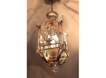 Crystal And Iron Birdcage Chandelier.  Artisan Crafted By Banci Of Florence Italy