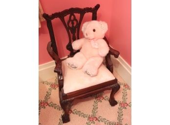 Kids Size Carved Chippendale Arm Chair With Claw Feet – Bear Included