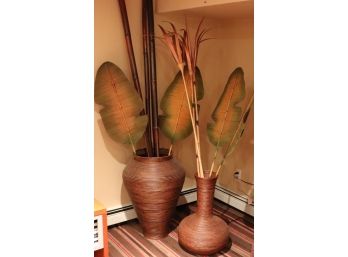 Large Decorative Vases With Palm And Bamboo Decor