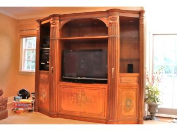 Large Italian Custom Hand Painted Entertainment Console Includes Television Only ( Radio And Other Items Not I