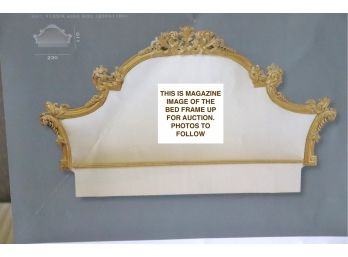 Chelini Giovanini Italian Made Hand Carved King Size Headboard Distressed Antique Gold Finish, Made In Ita