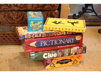 Lot Of Assorted Kids Games Includes Clue, Pictionary, Thinkblot And More