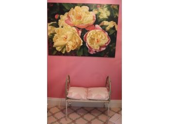 Iron Floral Bench Hand Painted Made In Florence With Floral Wall Art